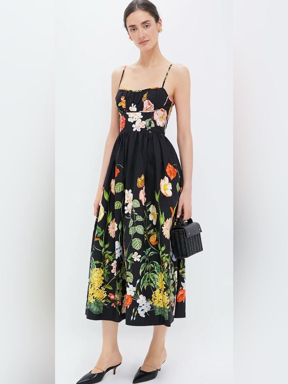 Black Floral Maxi Sundress with Spaghetti Straps